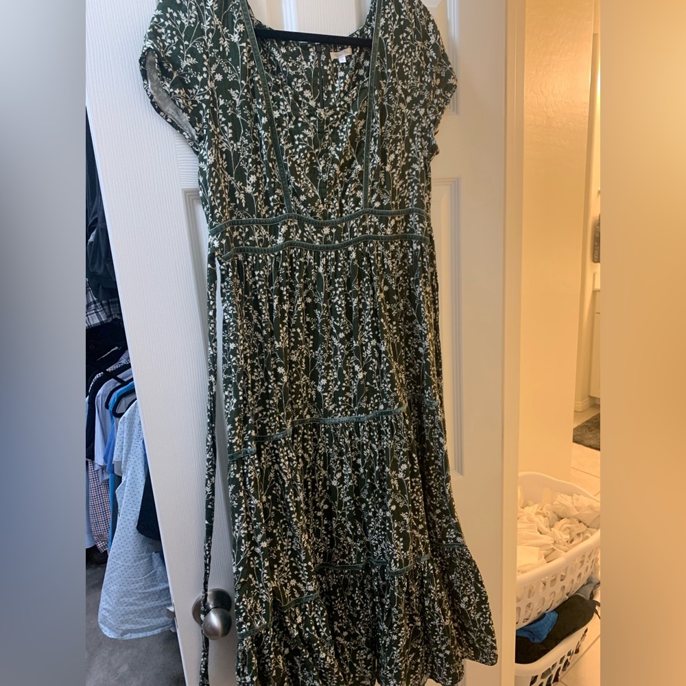 Rylee & cru green floral dress size m